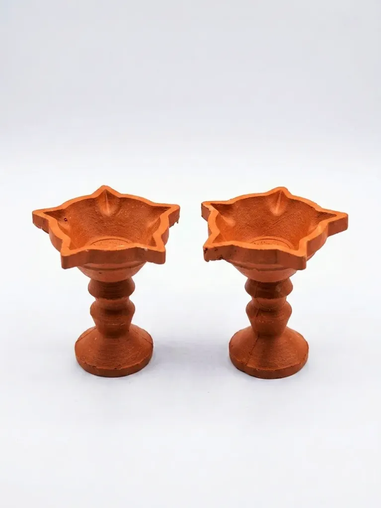 Girisam Handmade Clay Diya | Pancha Mugam - Large Stand
